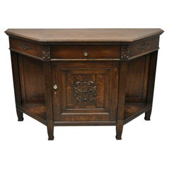 Antique European Renaissance Oak Wood Buffet Console Cabinet Server