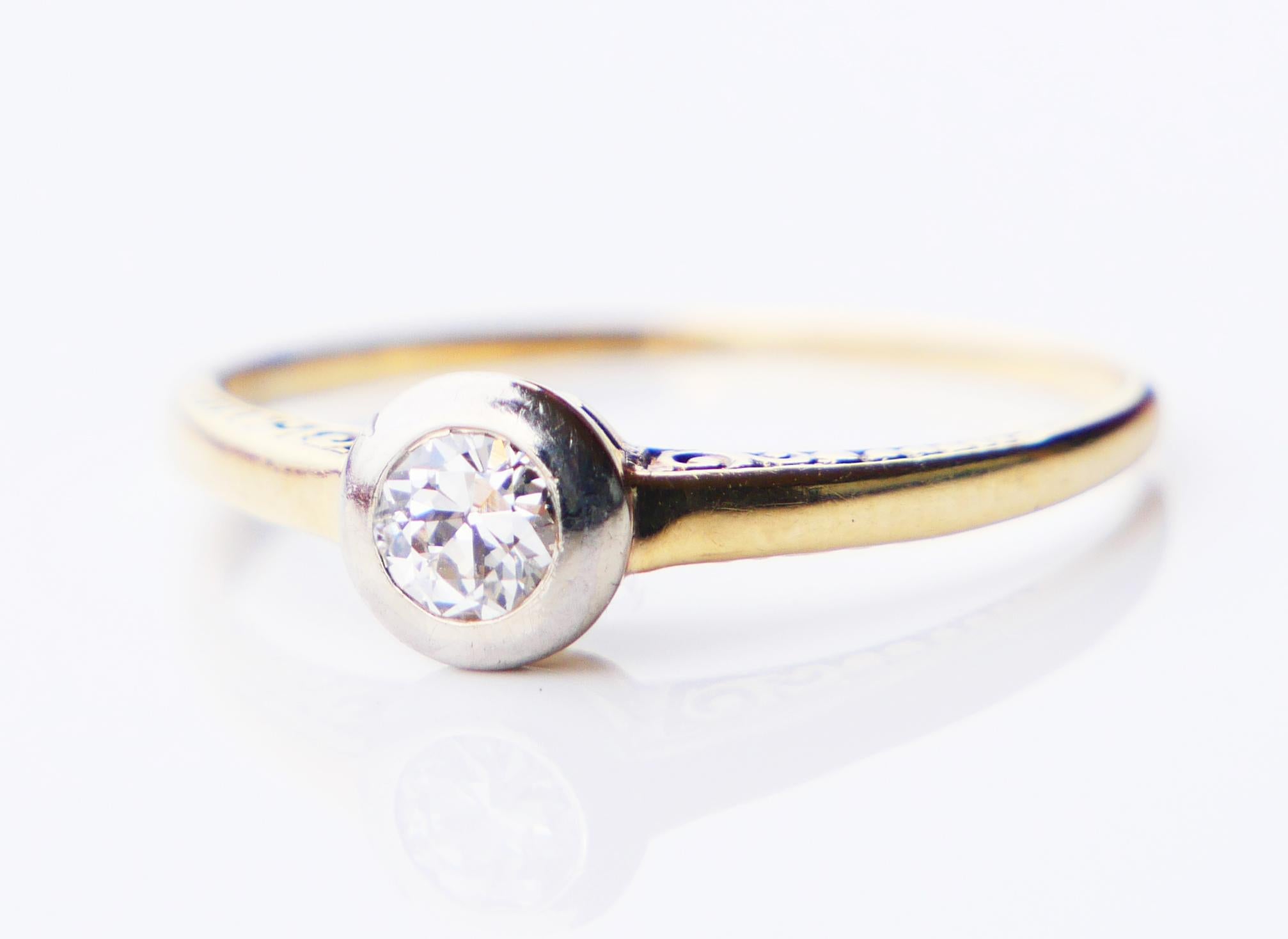 Antique European Ring 0.25ct Diamond solid 14K Yellow Gold Ø 5US /1.3 gr For Sale 5