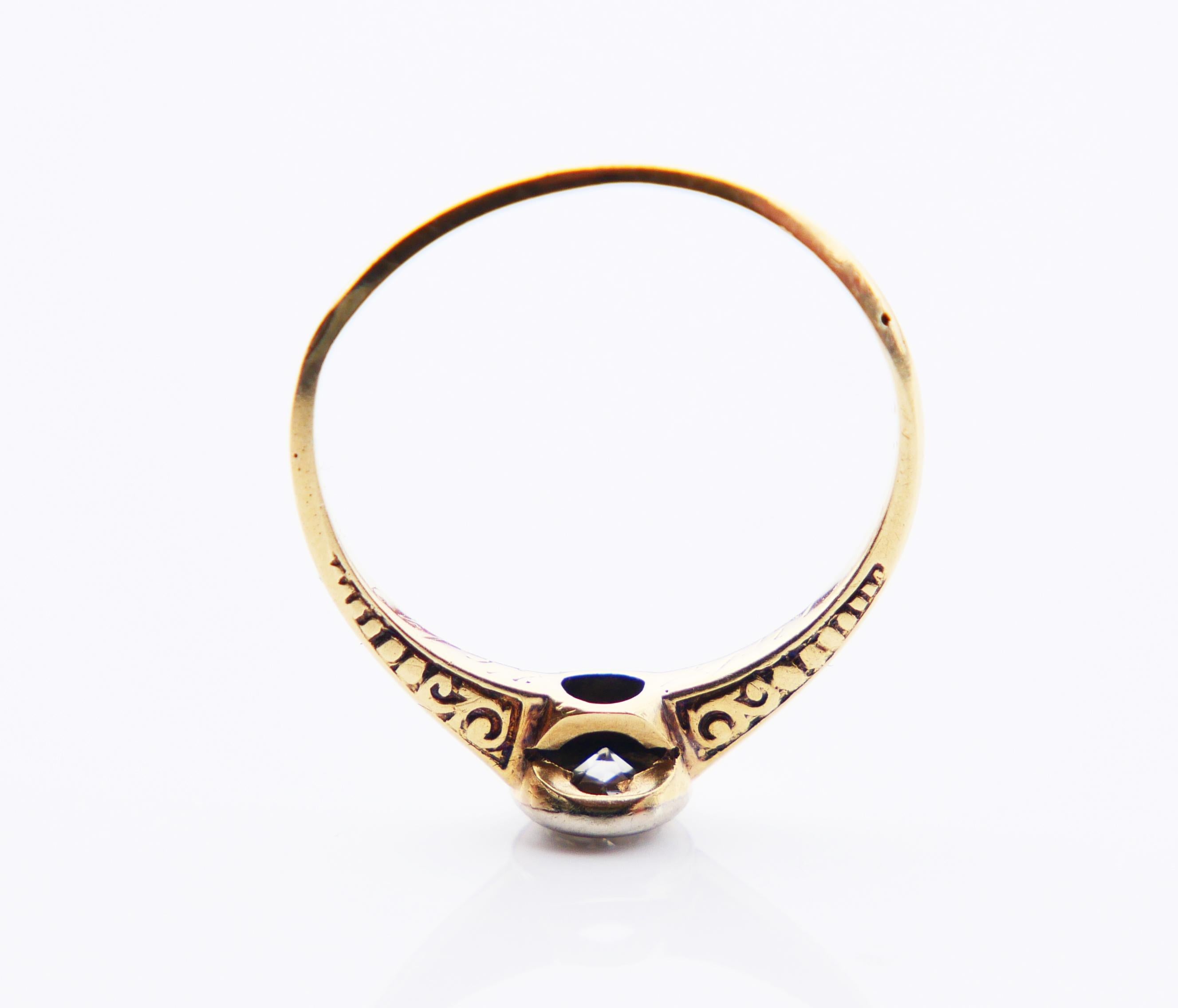 Antique European Ring 0.25ct Diamond solid 14K Yellow Gold Ø 5US /1.3 gr For Sale 7