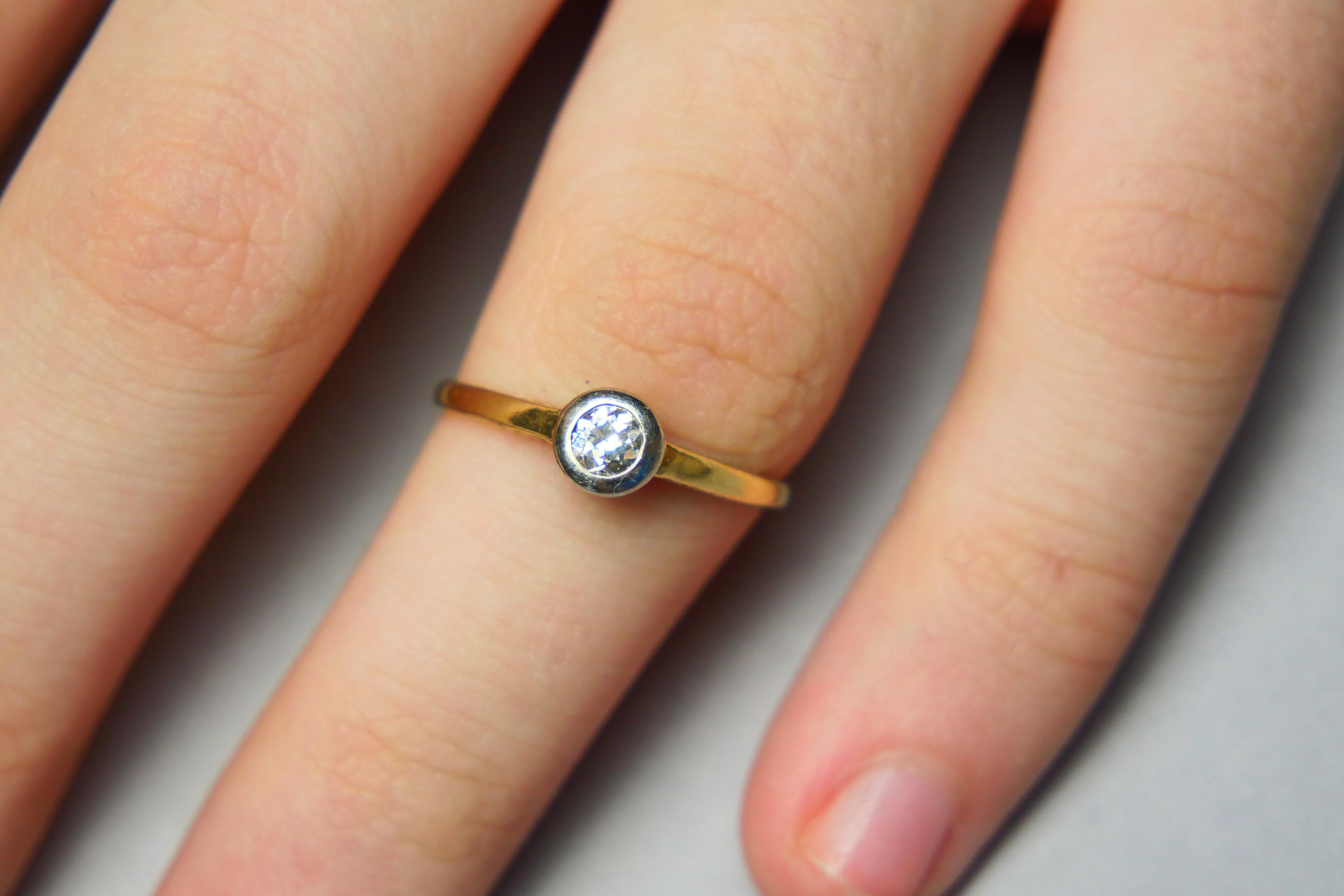 Antique European Ring 0.25ct Diamond solid 14K Yellow Gold Ø 5US /1.3 gr For Sale 1