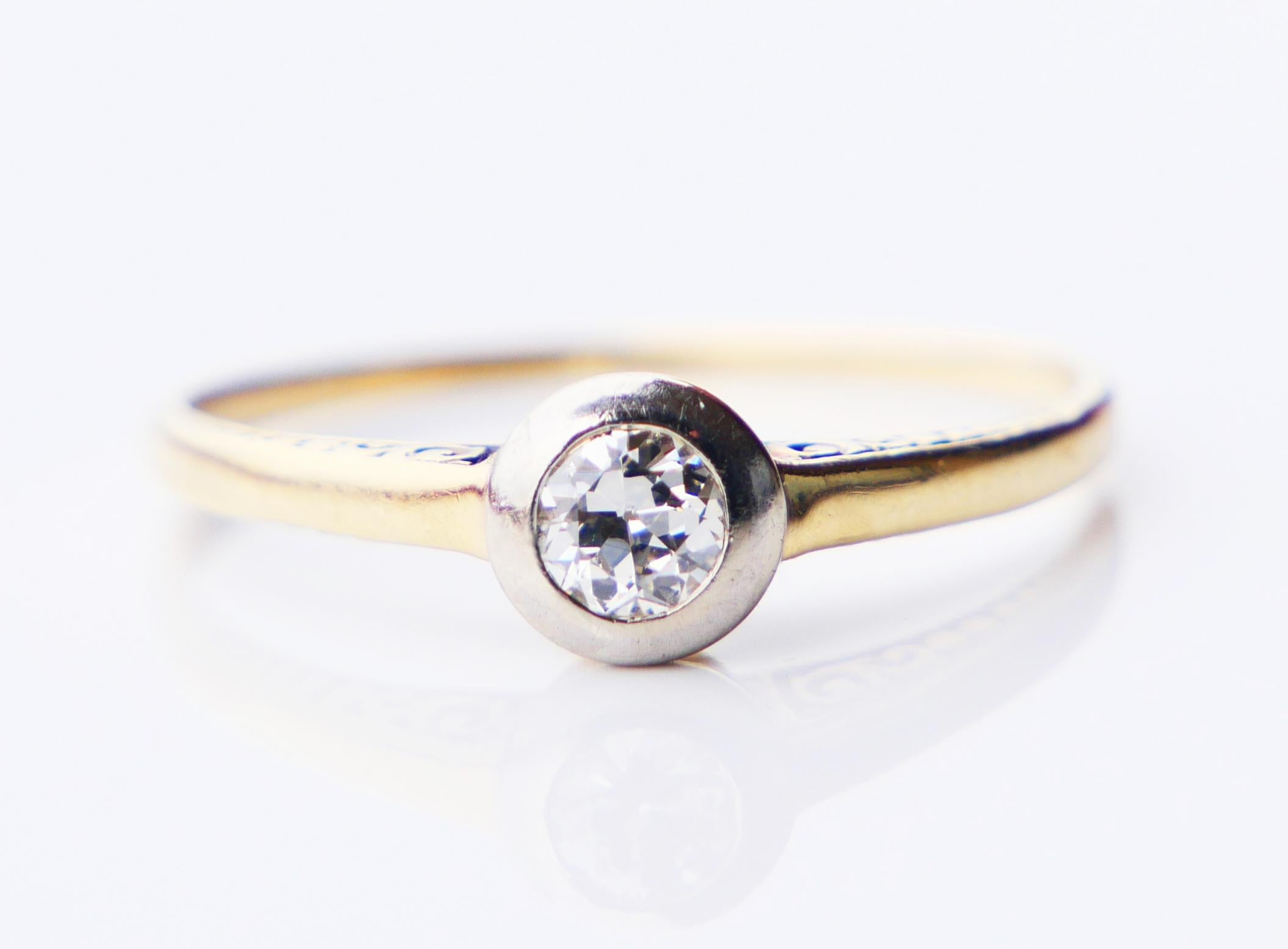 Antique European Ring 0.25ct Diamond solid 14K Yellow Gold Ø 5US /1.3 gr For Sale 3