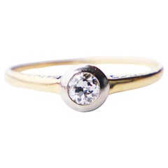 Anello Europeo Antico 0.25ct Diamante solido Oro Giallo 14K Ø 5US /1.3 gr