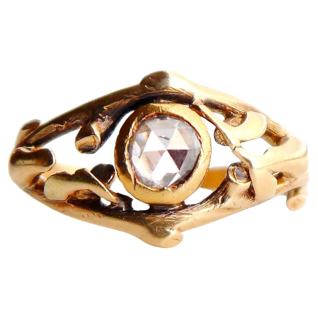 Antique European Ring 0.5 ct Diamond solid 18K Gold Ø US6 / 3.7gr For Sale