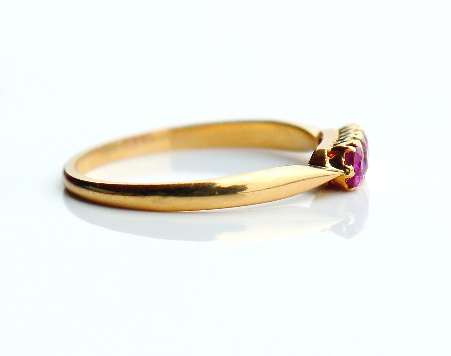 Antique European Ring 0.5ctw Ruby solid 18K Gold Ø 7.5 US / 1.8gr For Sale 5