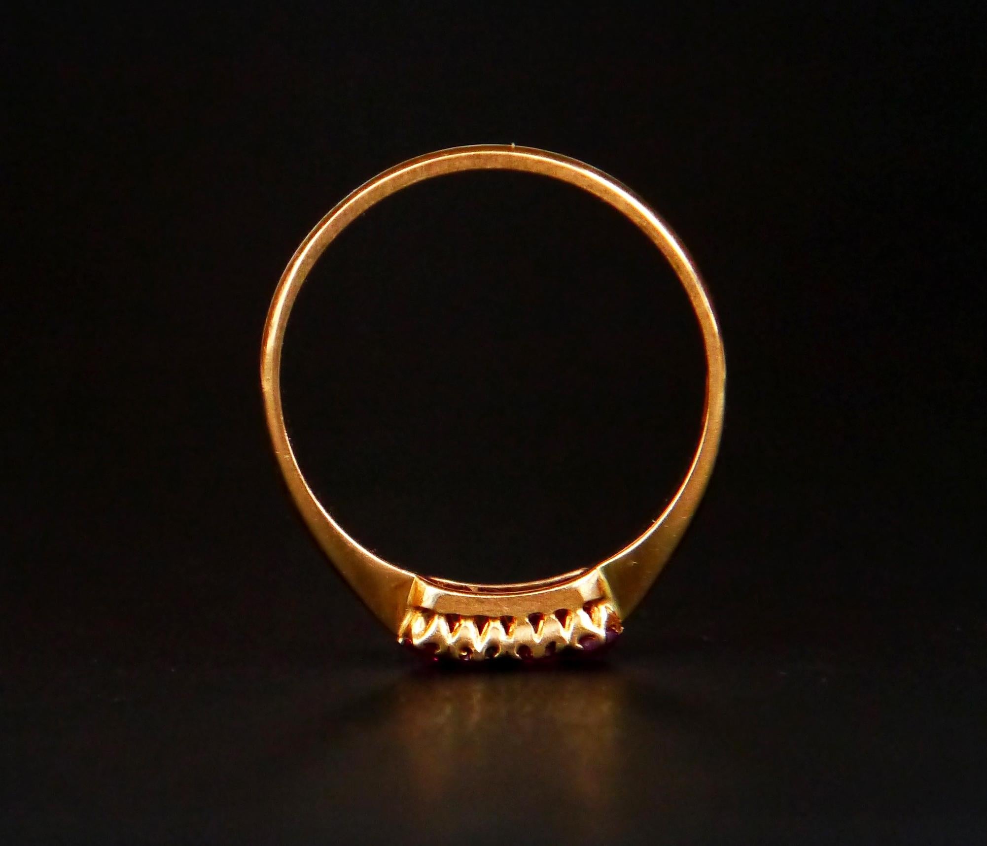 Old European Cut Antique European Ring 0.5ctw Ruby solid 18K Gold Ø 7.5 US / 1.8gr For Sale