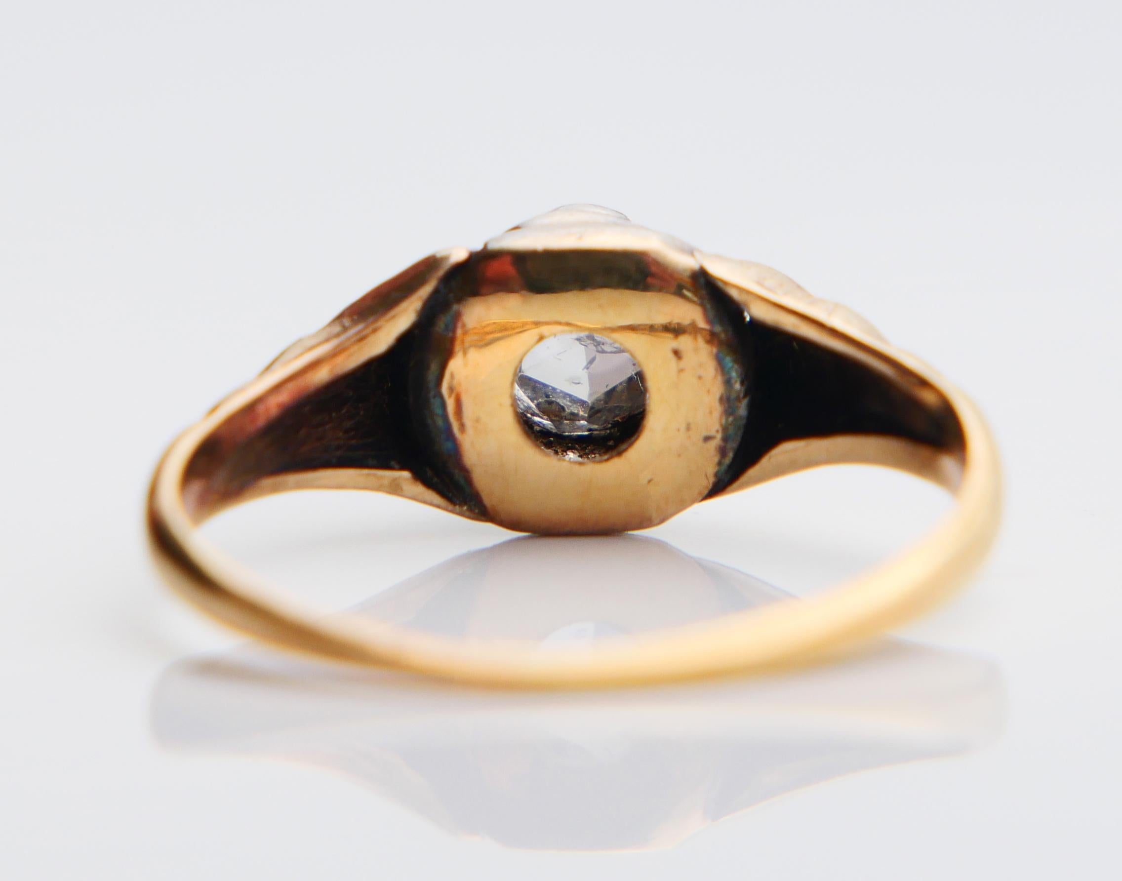 Anillo Europeo Antiguo 1 ct Diamante macizo Oro 18K Plata Ø 6,25 US /2,7gr en venta 5