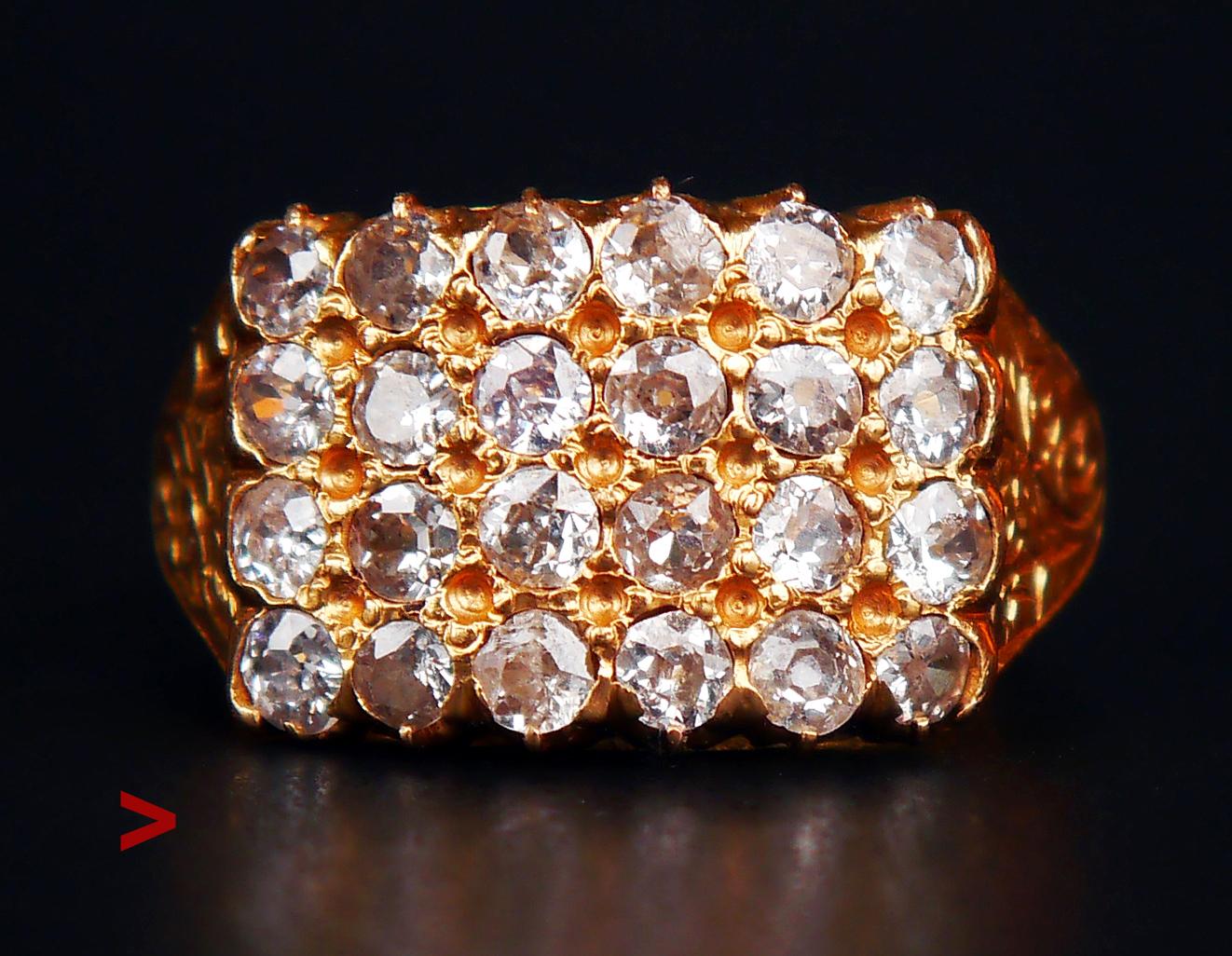 Antique European Ring 2ctw Diamonds solid 18K Yellow Gold Ø5.5 US/ 6.7gr For Sale 5