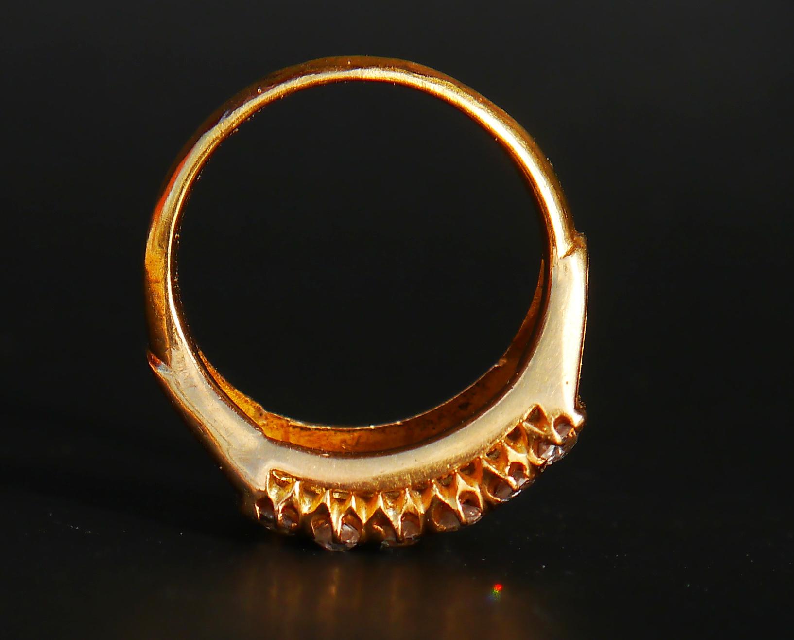Antique European Ring 2ctw Diamonds solid 18K Yellow Gold Ø5.5 US/ 6.7gr For Sale 7