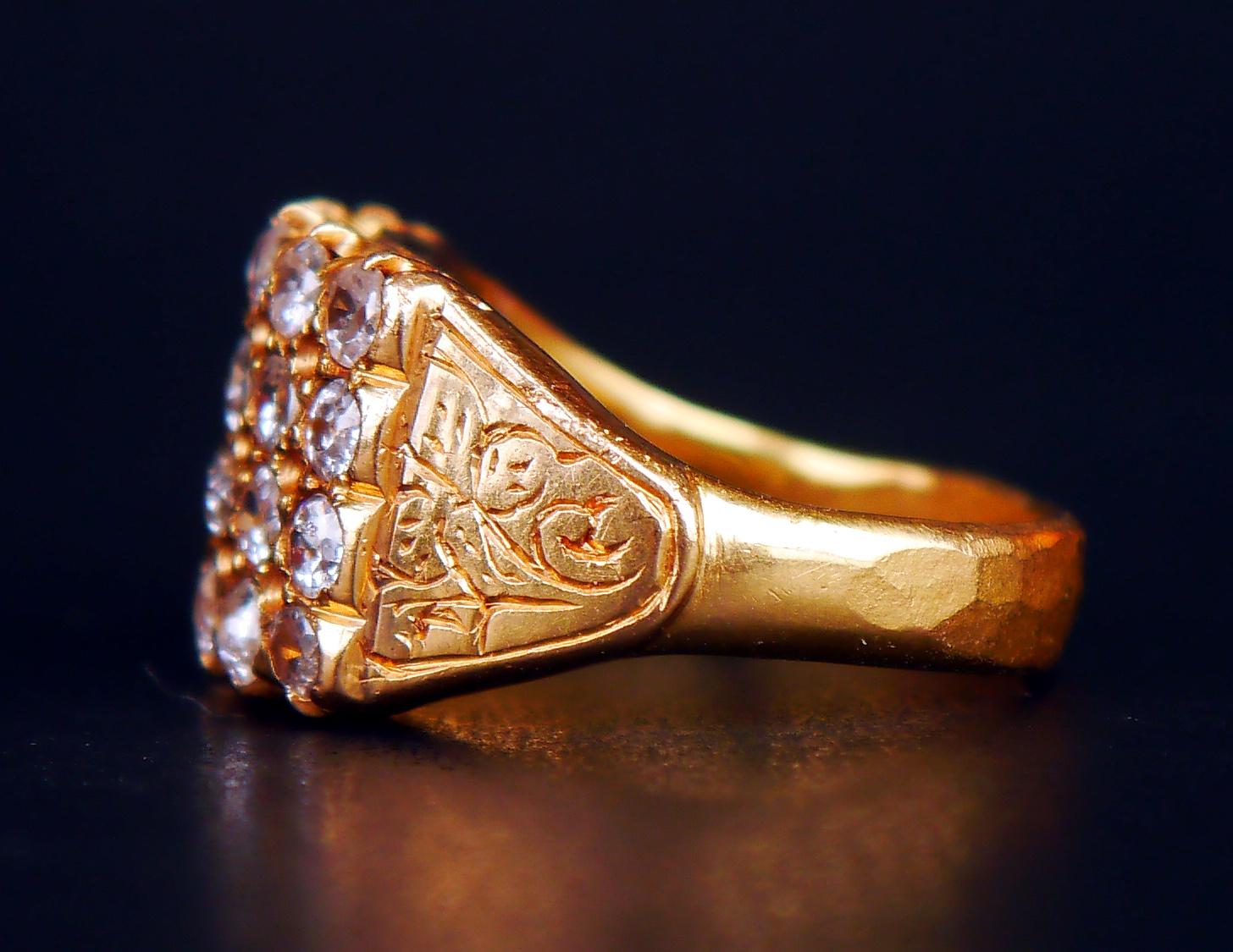 Antique European Ring 2ctw Diamonds solid 18K Yellow Gold Ø5.5 US/ 6.7gr For Sale 8