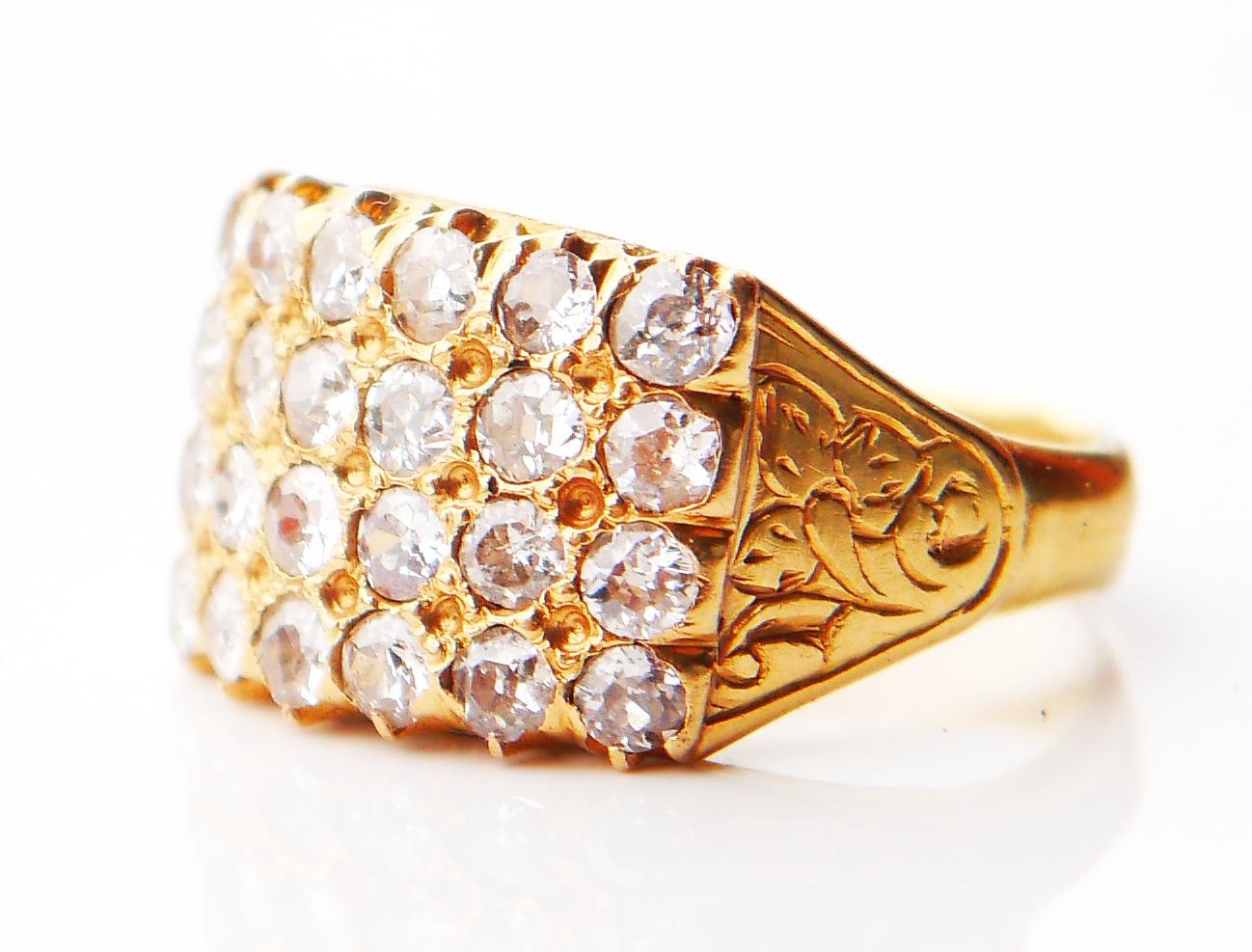 Art Nouveau Antique European Ring 2ctw Diamonds solid 18K Yellow Gold Ø5.5 US/ 6.7gr For Sale