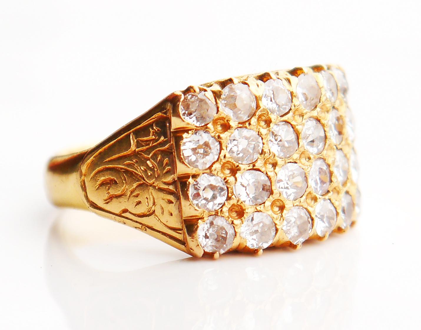 Antique European Ring 2ctw Diamonds solid 18K Yellow Gold Ø5.5 US/ 6.7gr For Sale 1