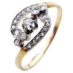 Antiker Europäischer Ring Diamanten massiv 18K Gold Ø 9.75 US / 2.8gr