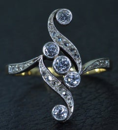 Antique European Rose Cut and Old Mine Cut Diamond Ring