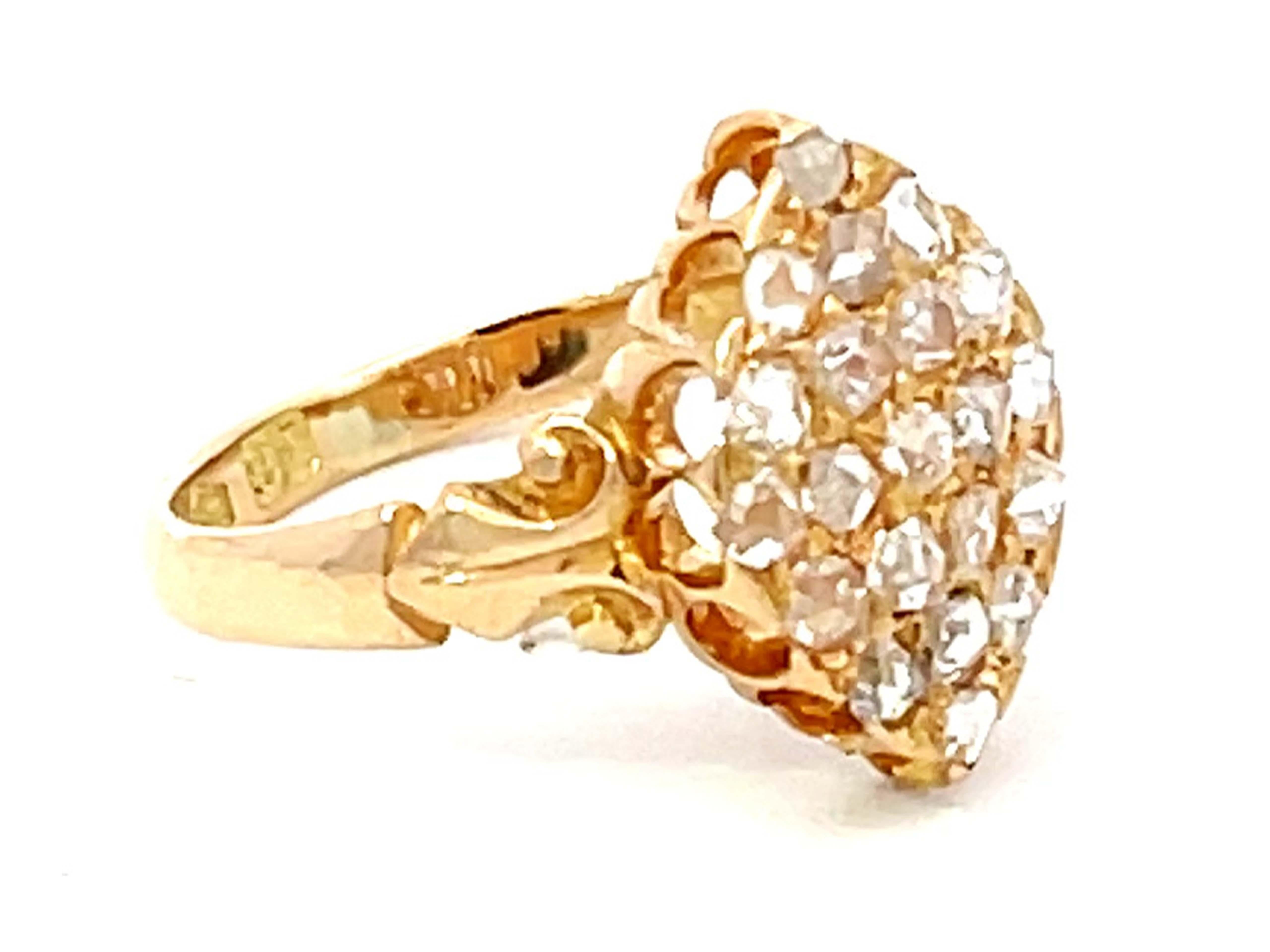 Modern Antique European Rose Cut Diamond Ring in 18K Yellow Gold For Sale