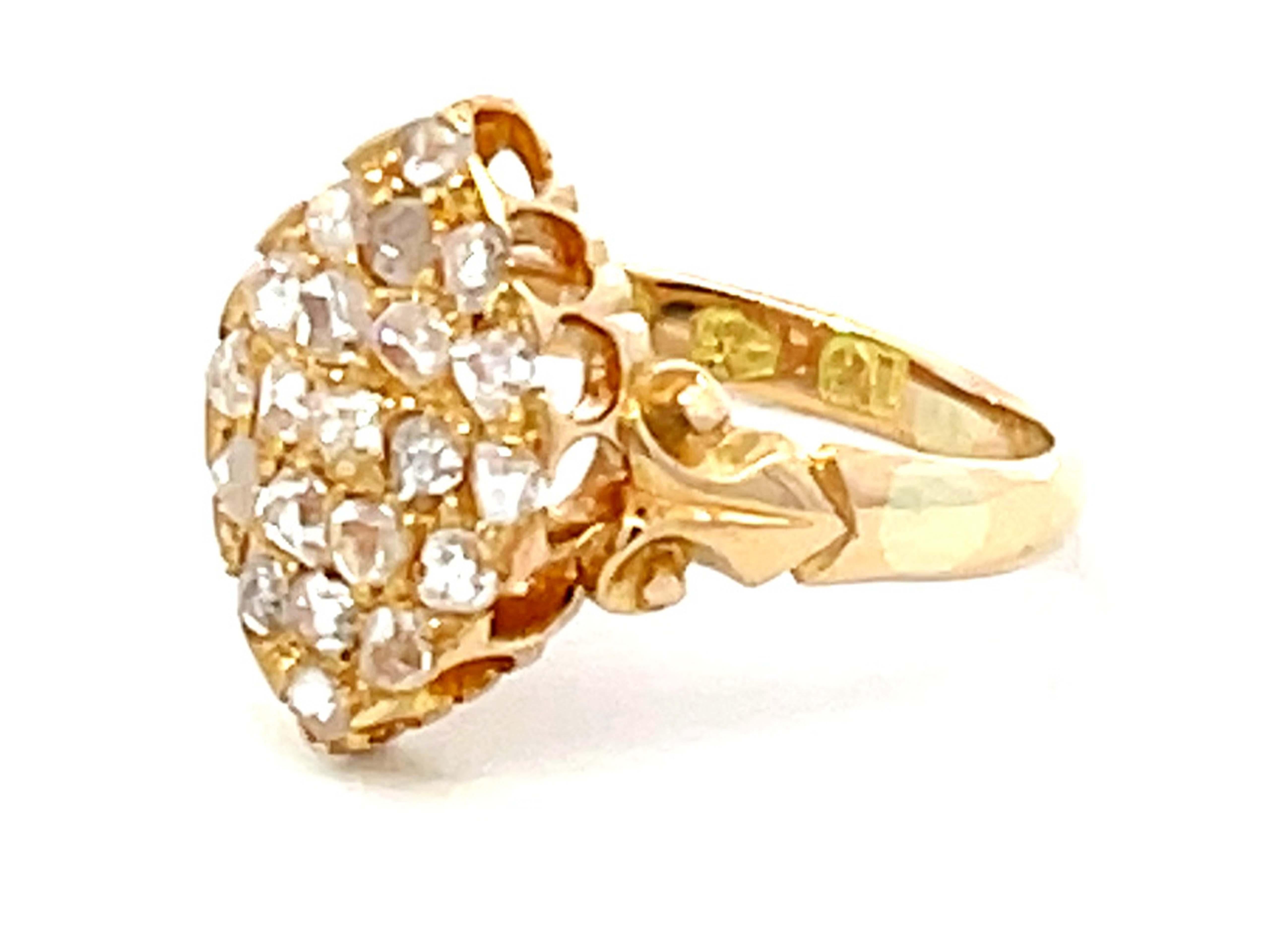 Antique European Rose Cut Diamond Ring in 18K Yellow Gold In Excellent Condition For Sale In Honolulu, HI