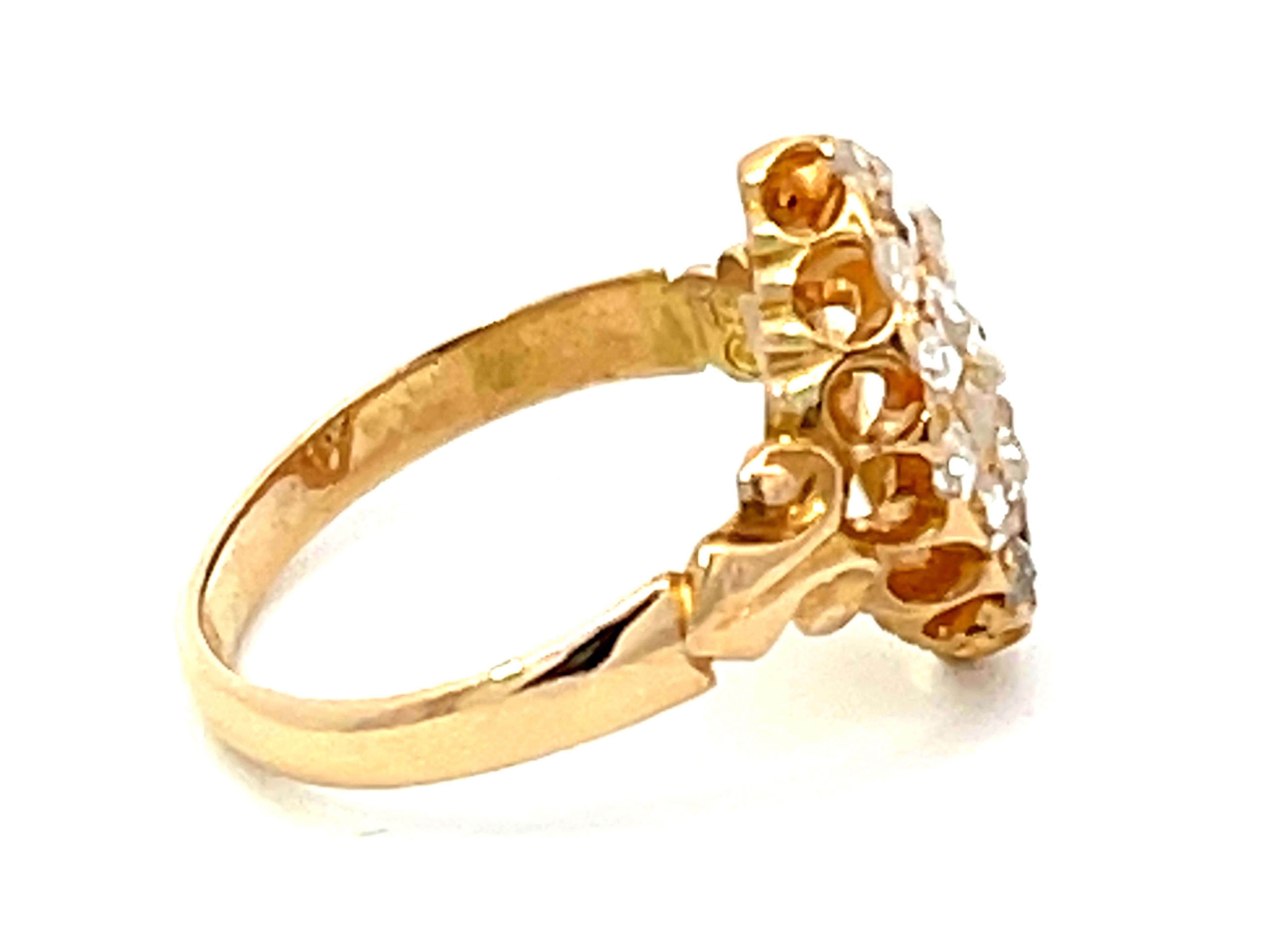 Women's or Men's Antique European Rose Cut Diamond Ring in 18K Yellow Gold For Sale