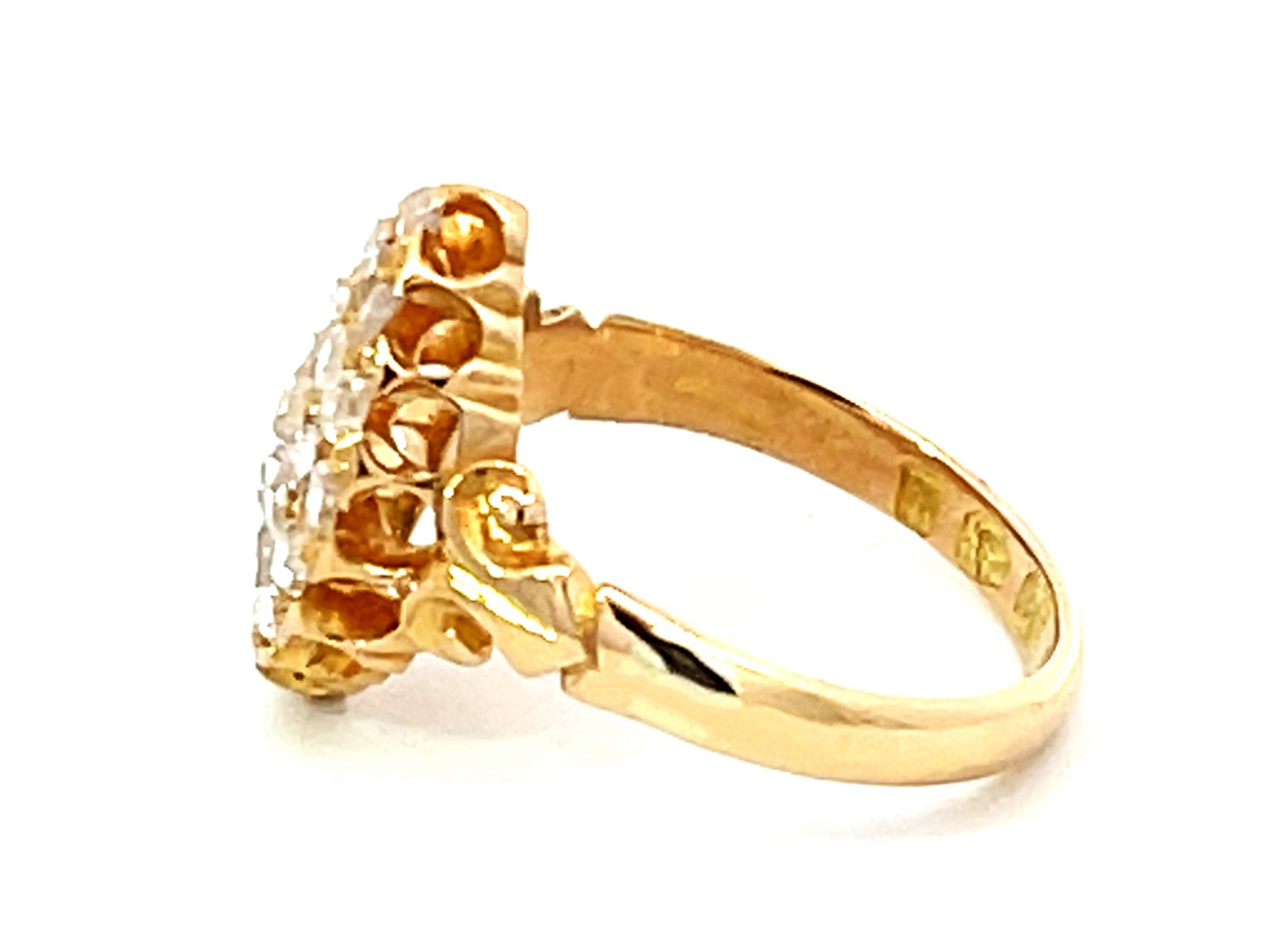 Antique European Rose Cut Diamond Ring in 18K Yellow Gold For Sale 1