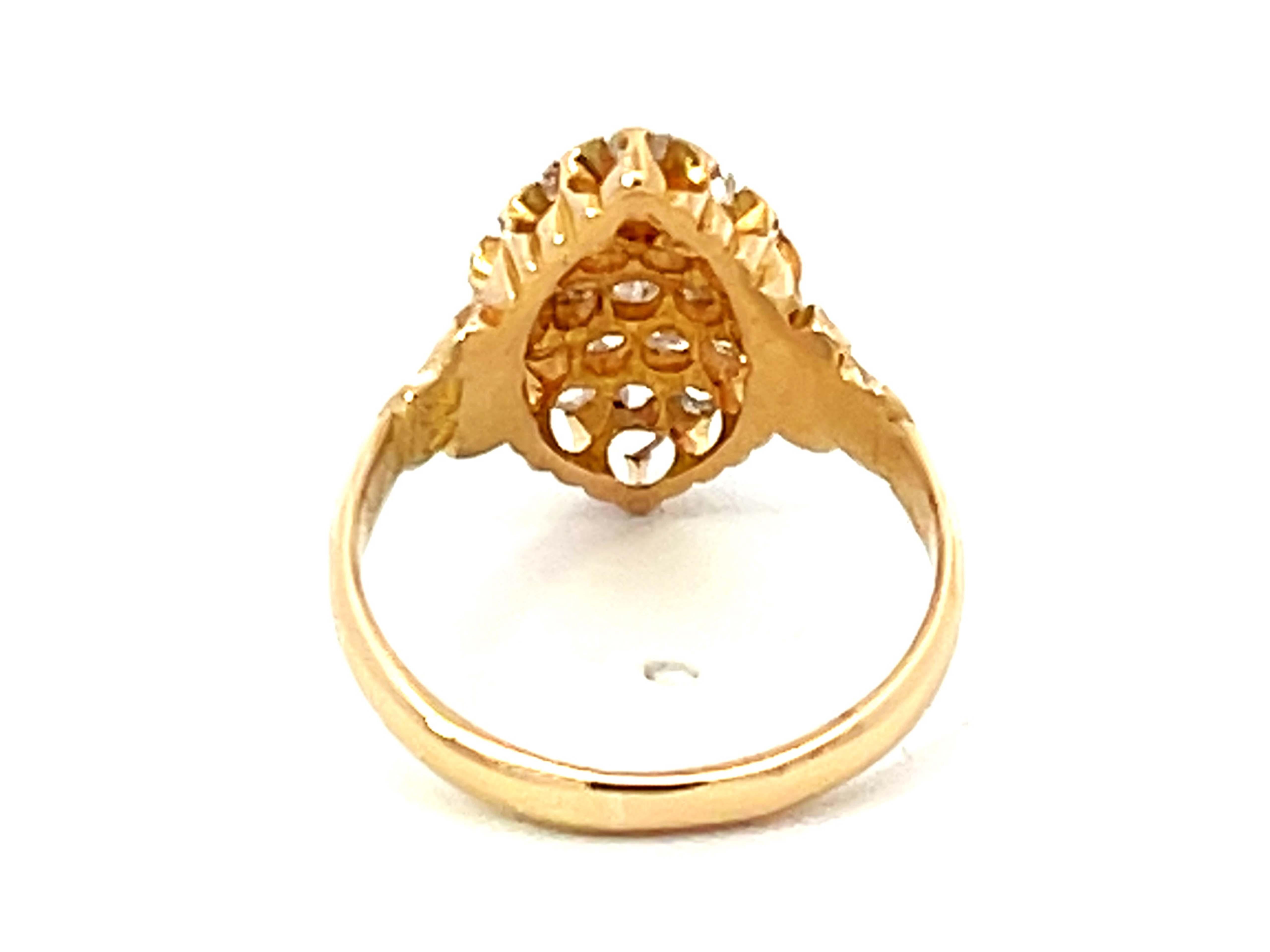 Antique European Rose Cut Diamond Ring in 18K Yellow Gold For Sale 2