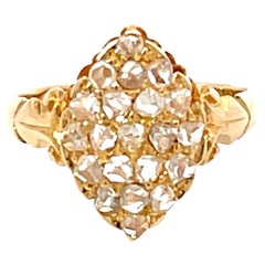 Antique European Rose Cut Diamond Ring in 18K Yellow Gold