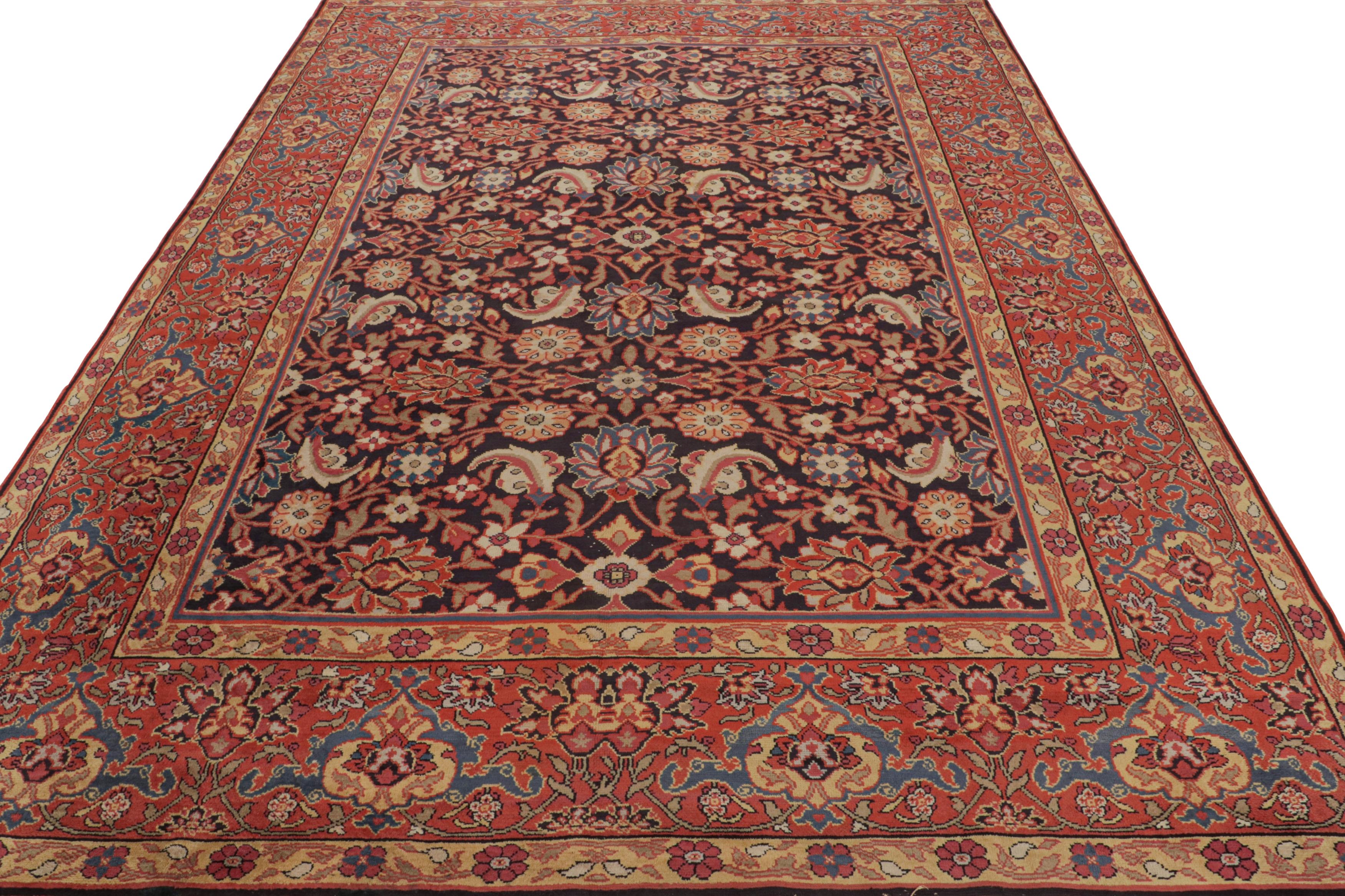 Antique European Rug in Black and Red with Floral Patterns by Rug & Kilim In Good Condition For Sale In Long Island City, NY