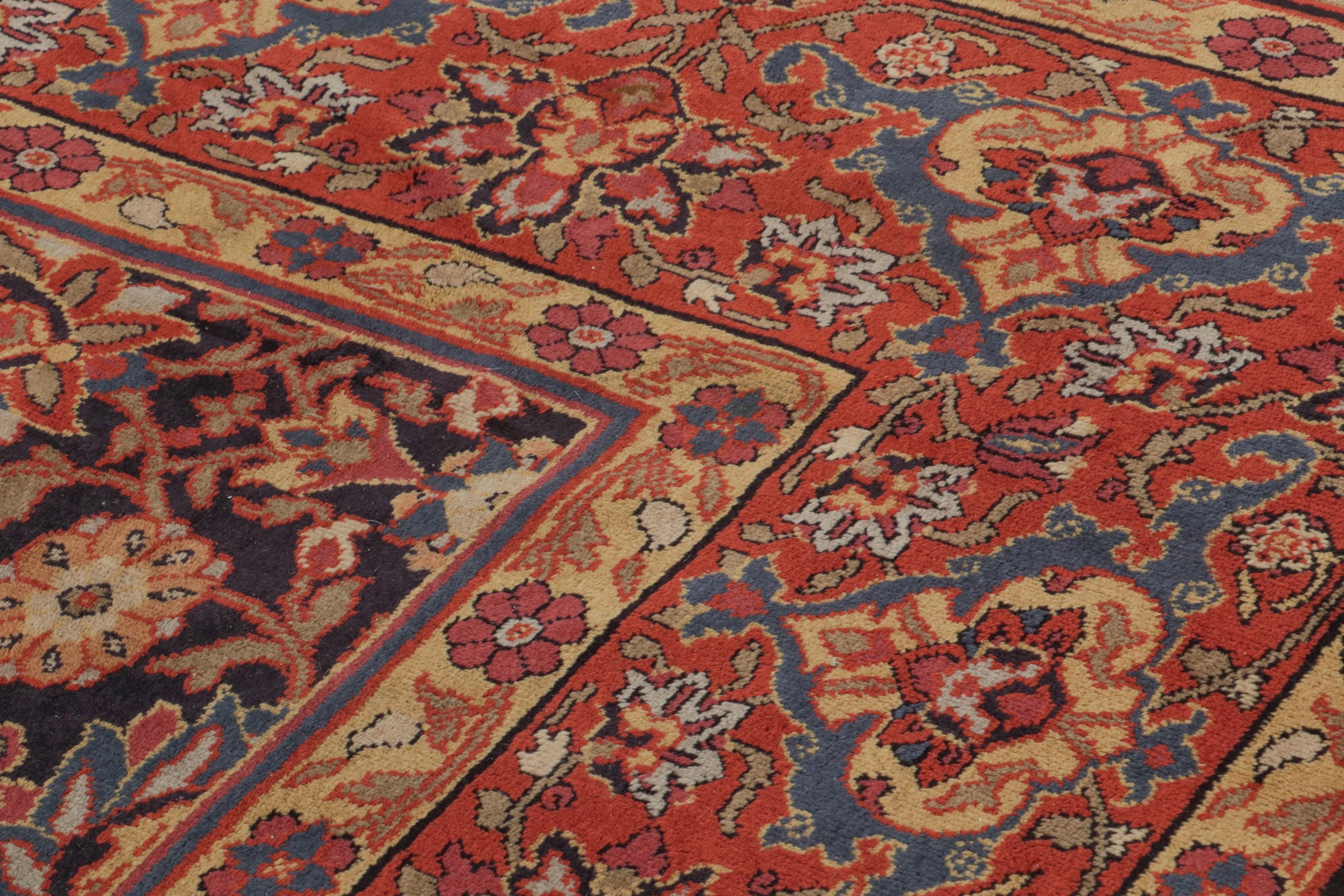 Wool Antique European Rug in Black and Red with Floral Patterns by Rug & Kilim For Sale