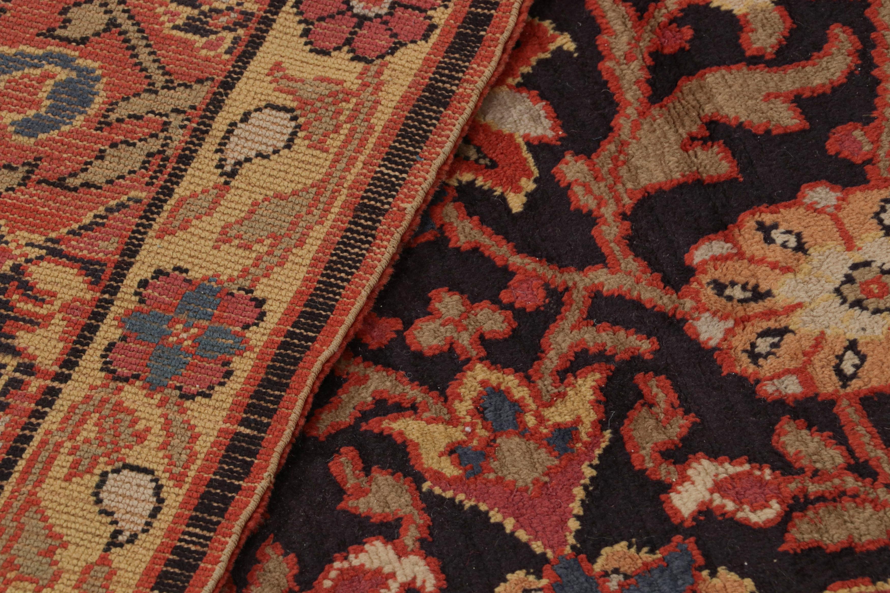Antique European Rug in Black and Red with Floral Patterns by Rug & Kilim For Sale 1