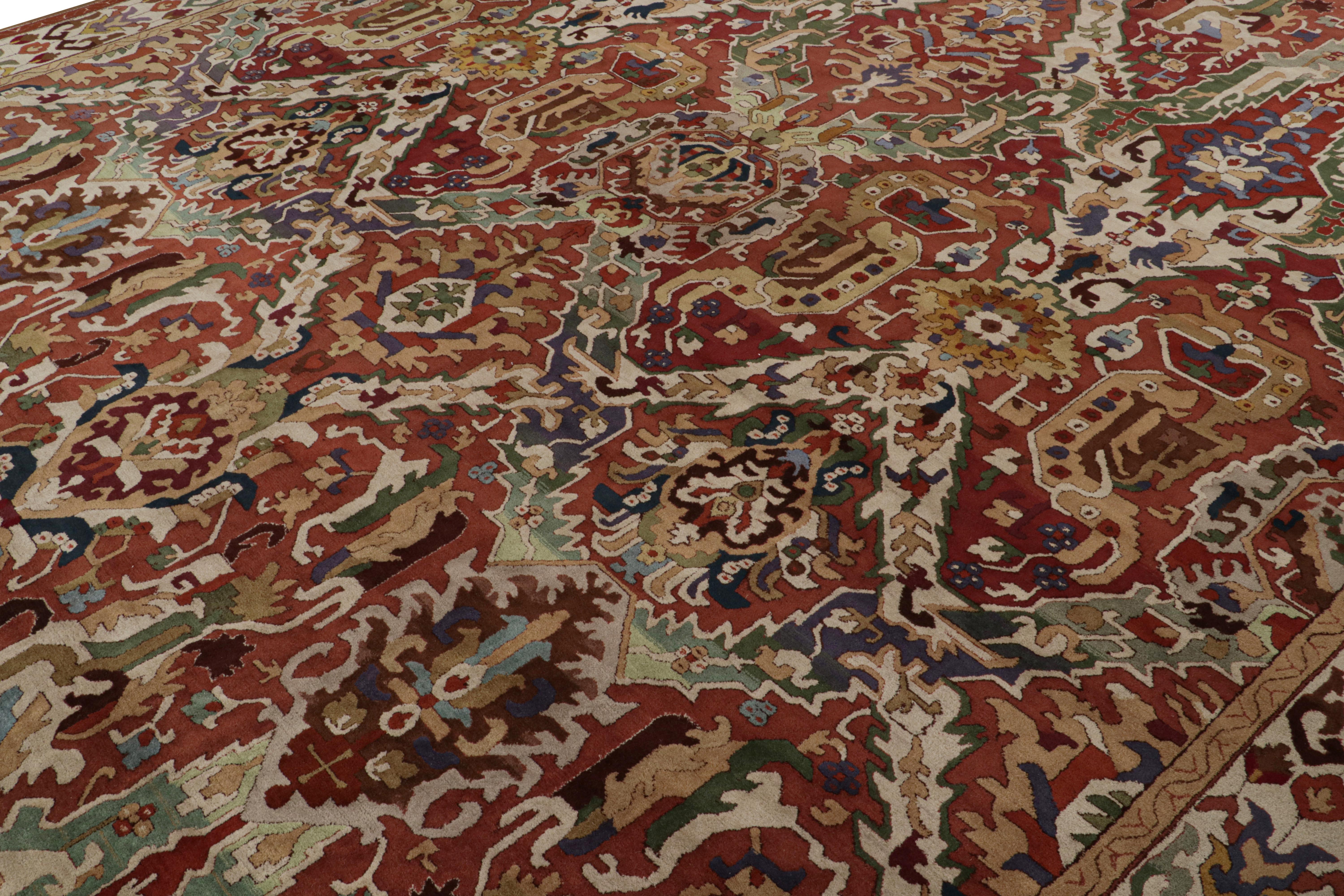 Antiker europäischer Teppich in Rot, mit Soumak- Drachenmuster (Handgewebt) im Angebot