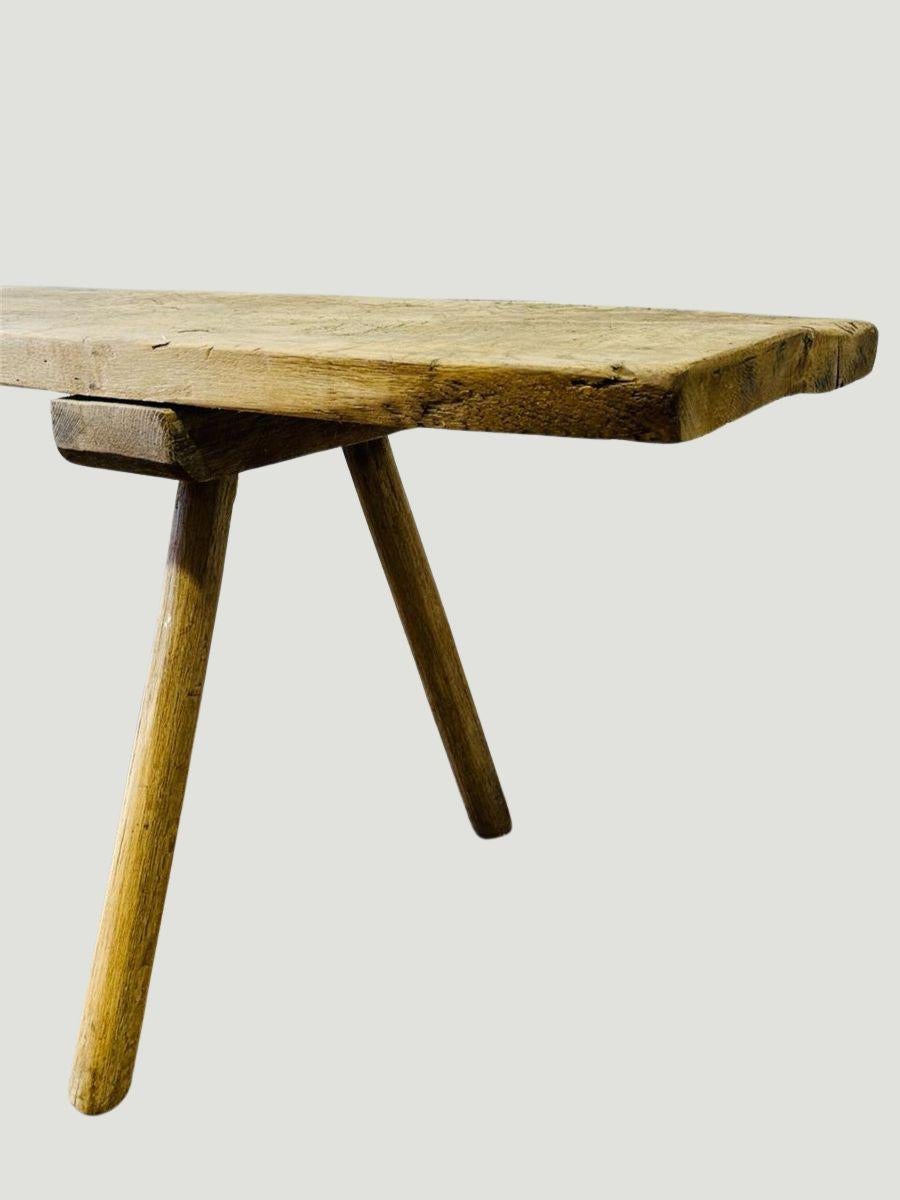 Antique European Rustic Butcher’s Bench – Handcrafted Bleached Wood Bench For Sale 1