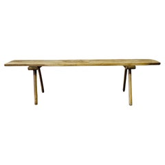 Antique European Rustic Butcher’s Bench – Handcrafted Bleached Wood Bench