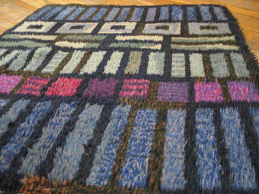 Mid-20th Century Mid 20th Century Swedish Rya Carpet ( 3'2