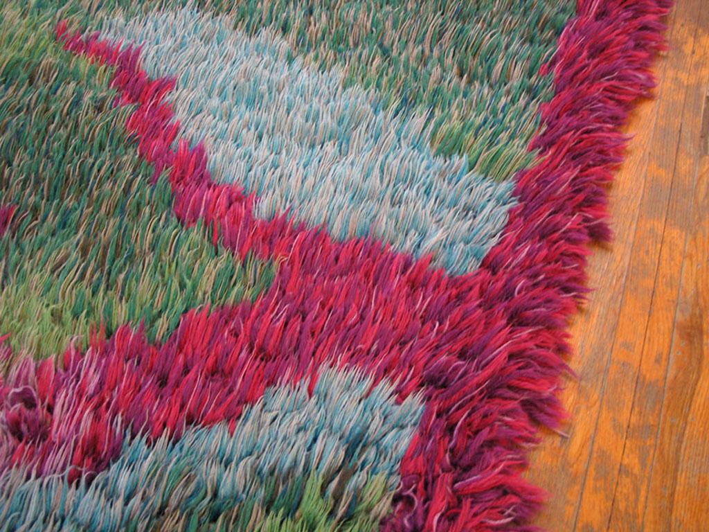 Hand-Knotted Mid 20th Century Swedish Rya Carpet ( 3'3