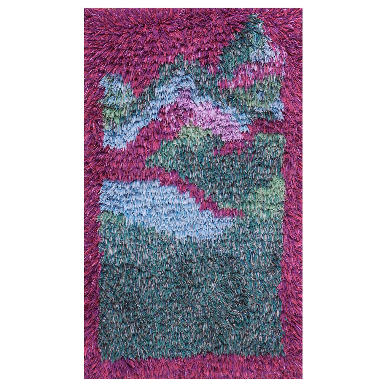 Mid 20th Century Swedish Rya Carpet ( 3'3" x 5'4" - 99 x 162 cm) For Sale