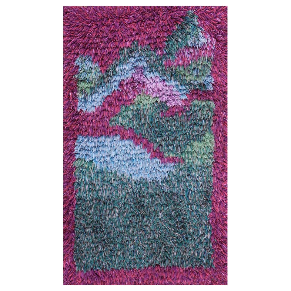Vintage Rya Carpet, Swedish, Colorful, Mid-Century Modern For Sale at ...