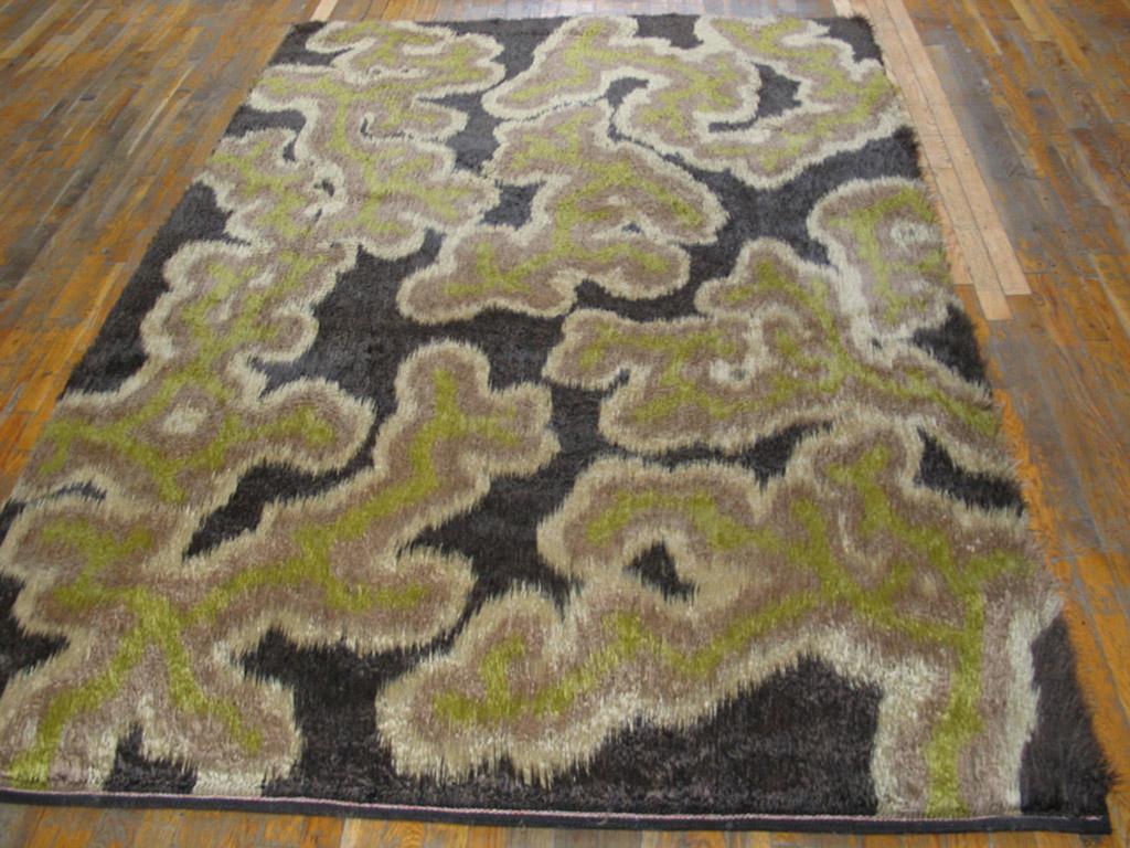 Hand-Knotted Mid 20th Century Swedish Rya Carpet ( 5'10
