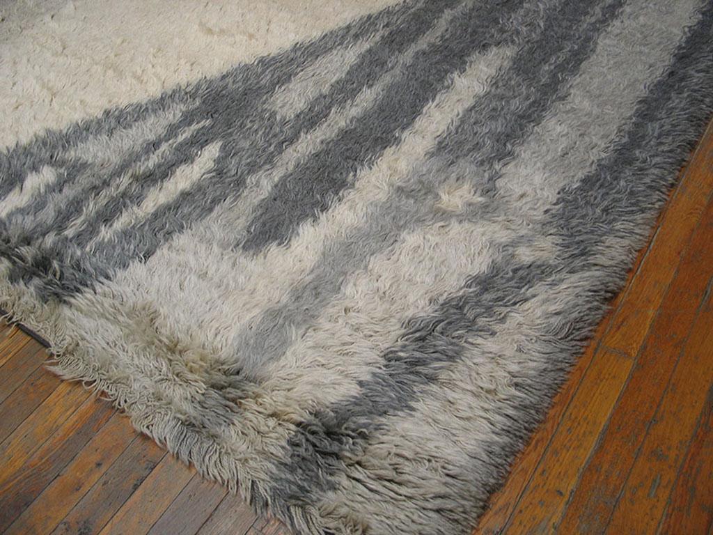 Hand-Knotted Mid 20th Century Swedish Rya Carpet ( 6' 2