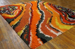 Dynamic Multicolored European Style Modern Desing Century Swedish Rya Rug