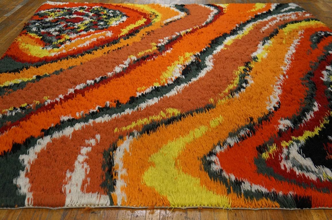 Hand-Knotted Mid 20th Century Swedish Rya Carpet ( 9' x 10'10