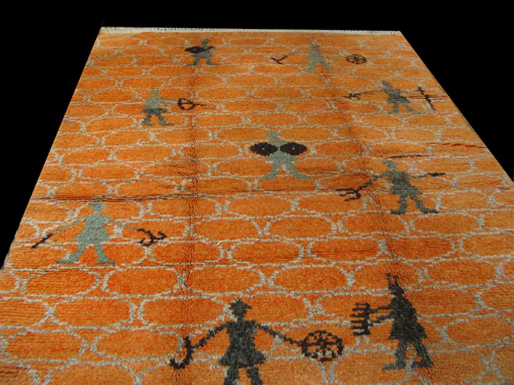 Mid-Century Modern Mid 20th Century Rya Carpet ( 6'6