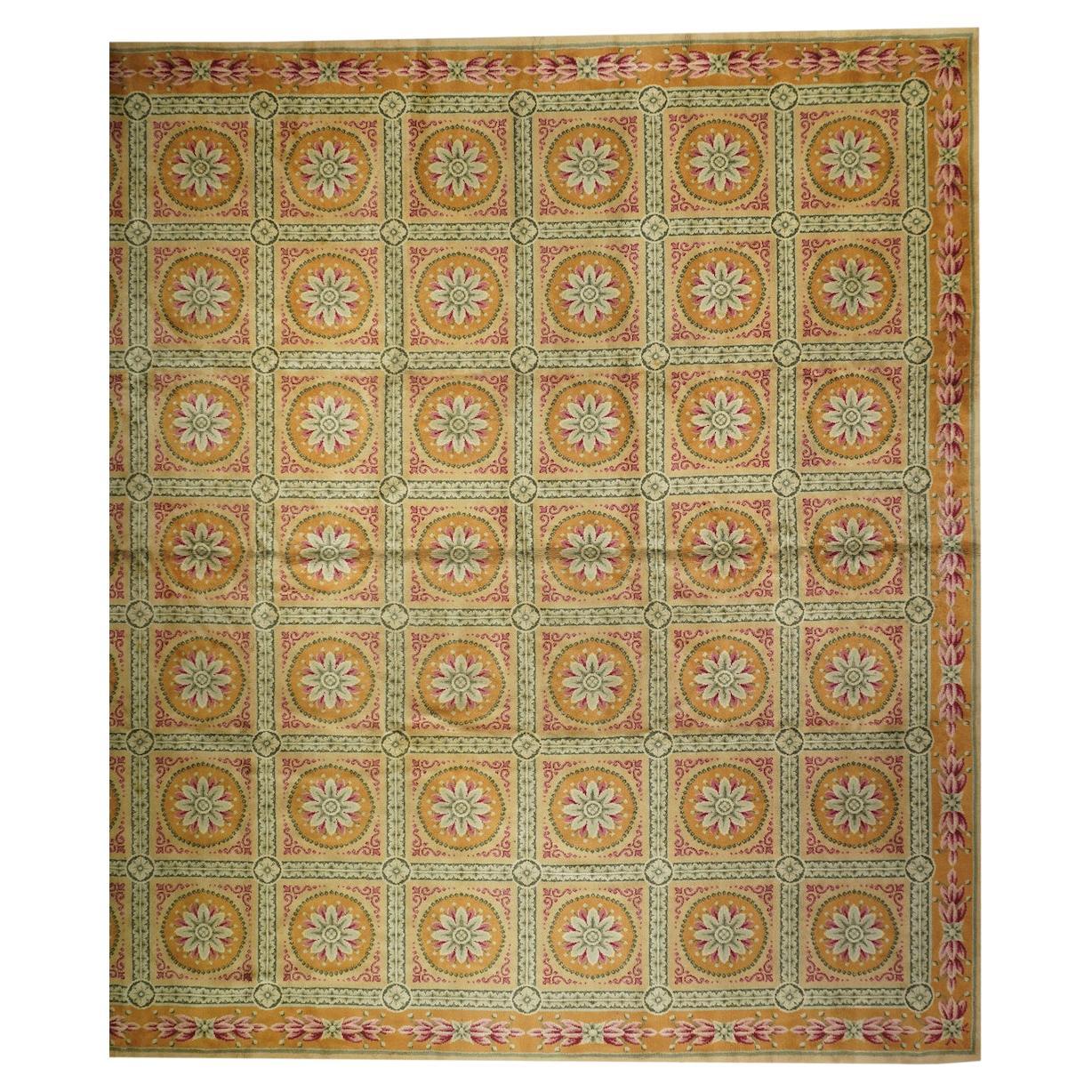 Antique European Savonnerie Rug 13’5” x 13’5”