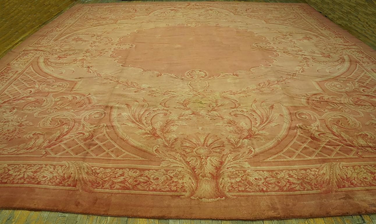 Antique European Savonnerie rug. Measures: 16'6