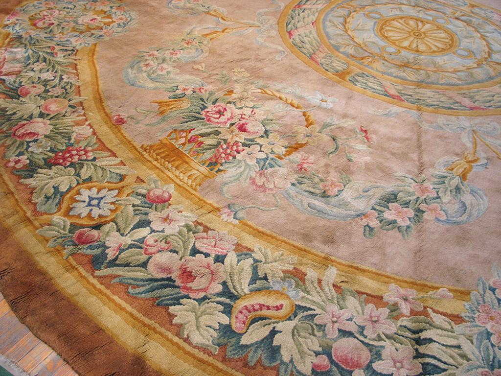 Hand-Woven Early 20th Century French Round Savonnerie Carpet ( 20' R - 610 R ) For Sale