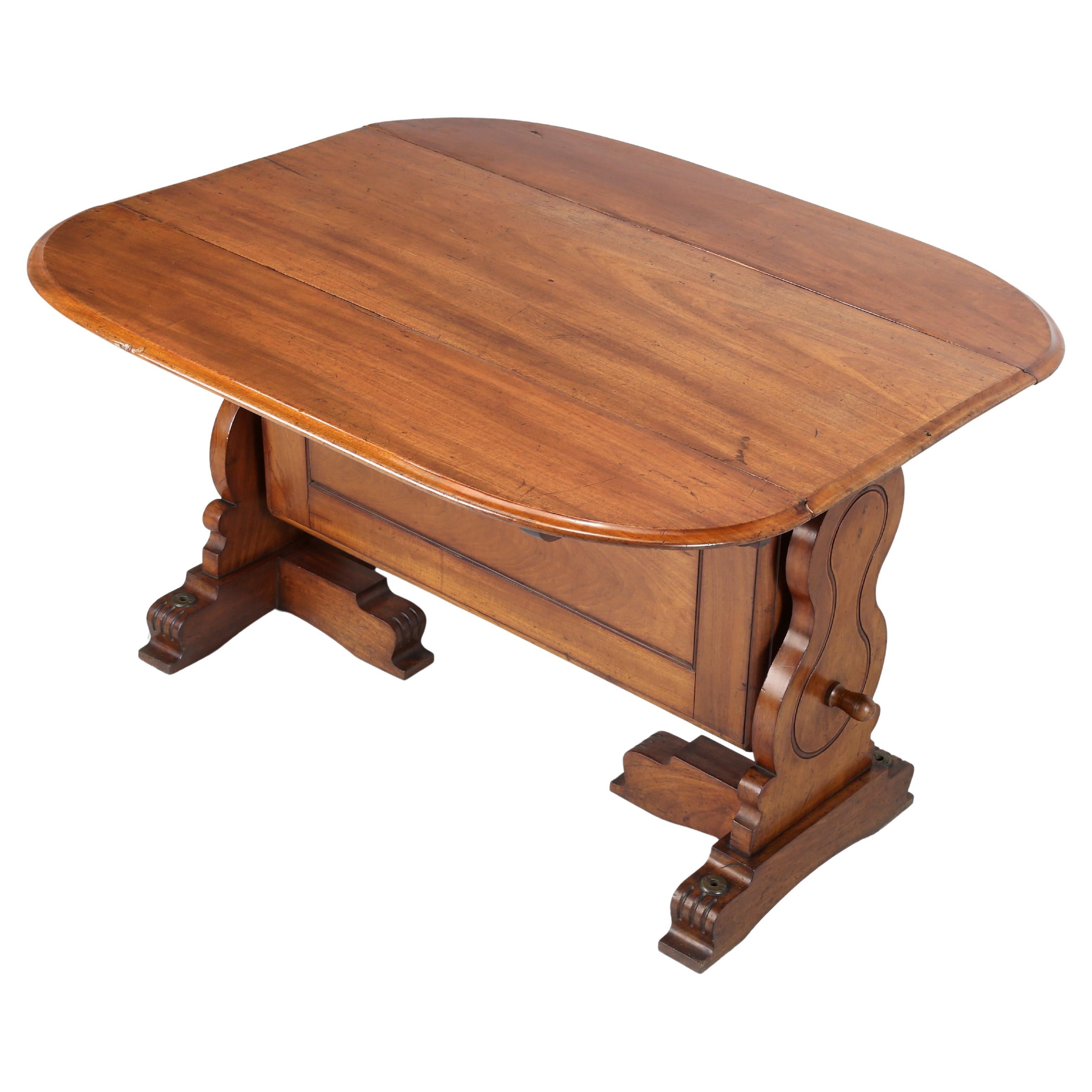 Antique European Ship Captain's Dining Table Mahogany Beautiful Original Patina