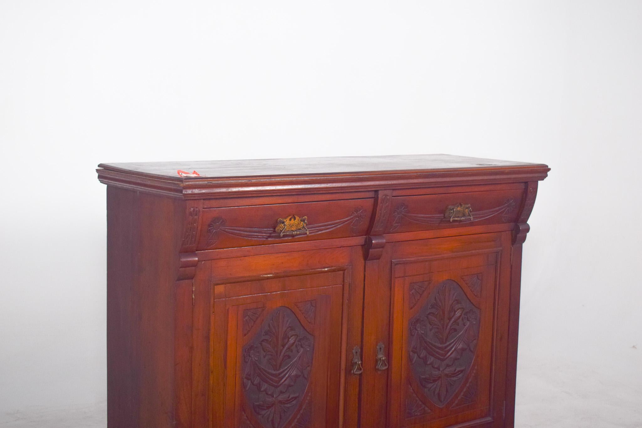 English Antique European Sideboard In Dark Wood For Sale