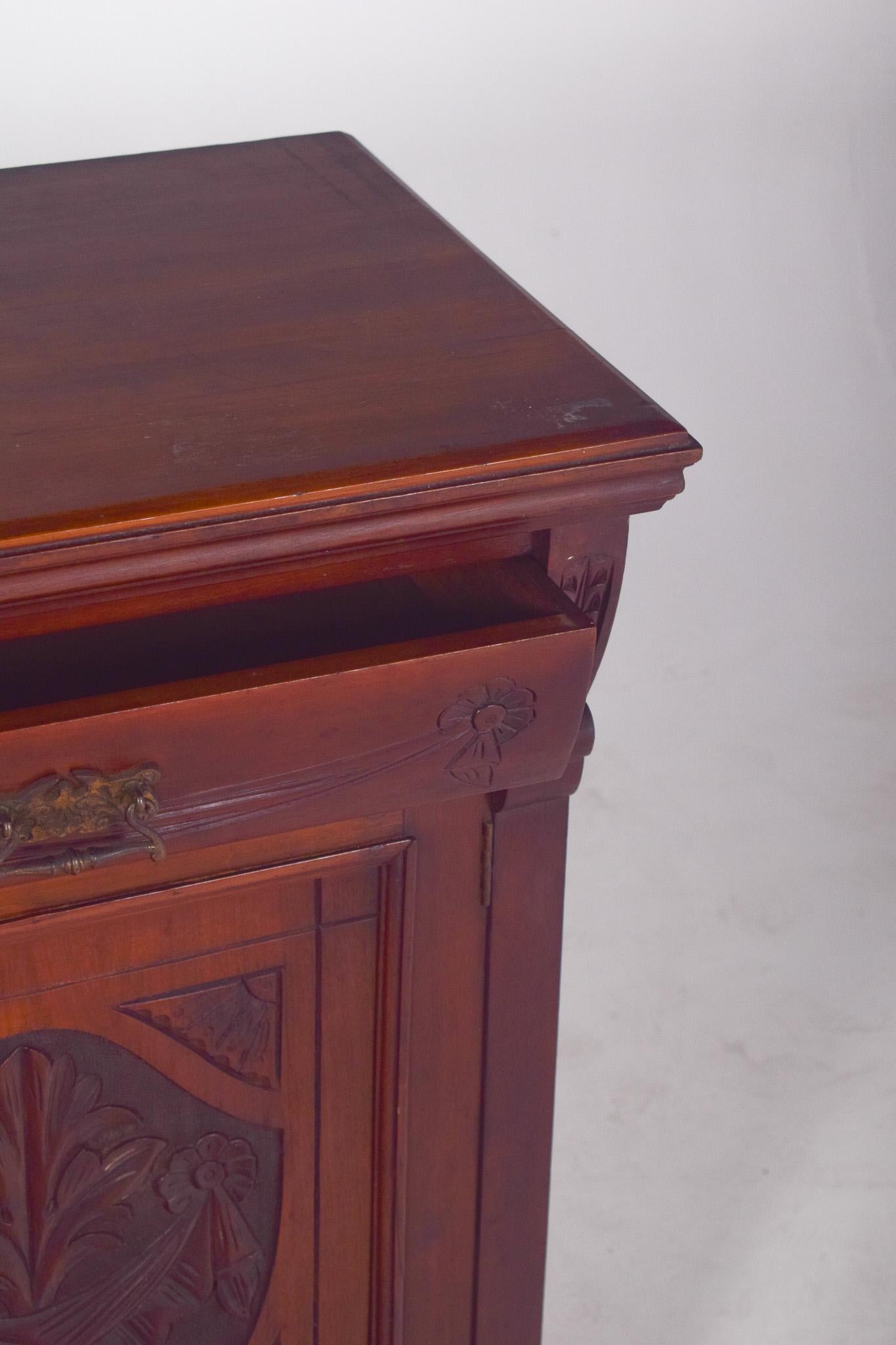 19th Century Antique European Sideboard In Dark Wood For Sale