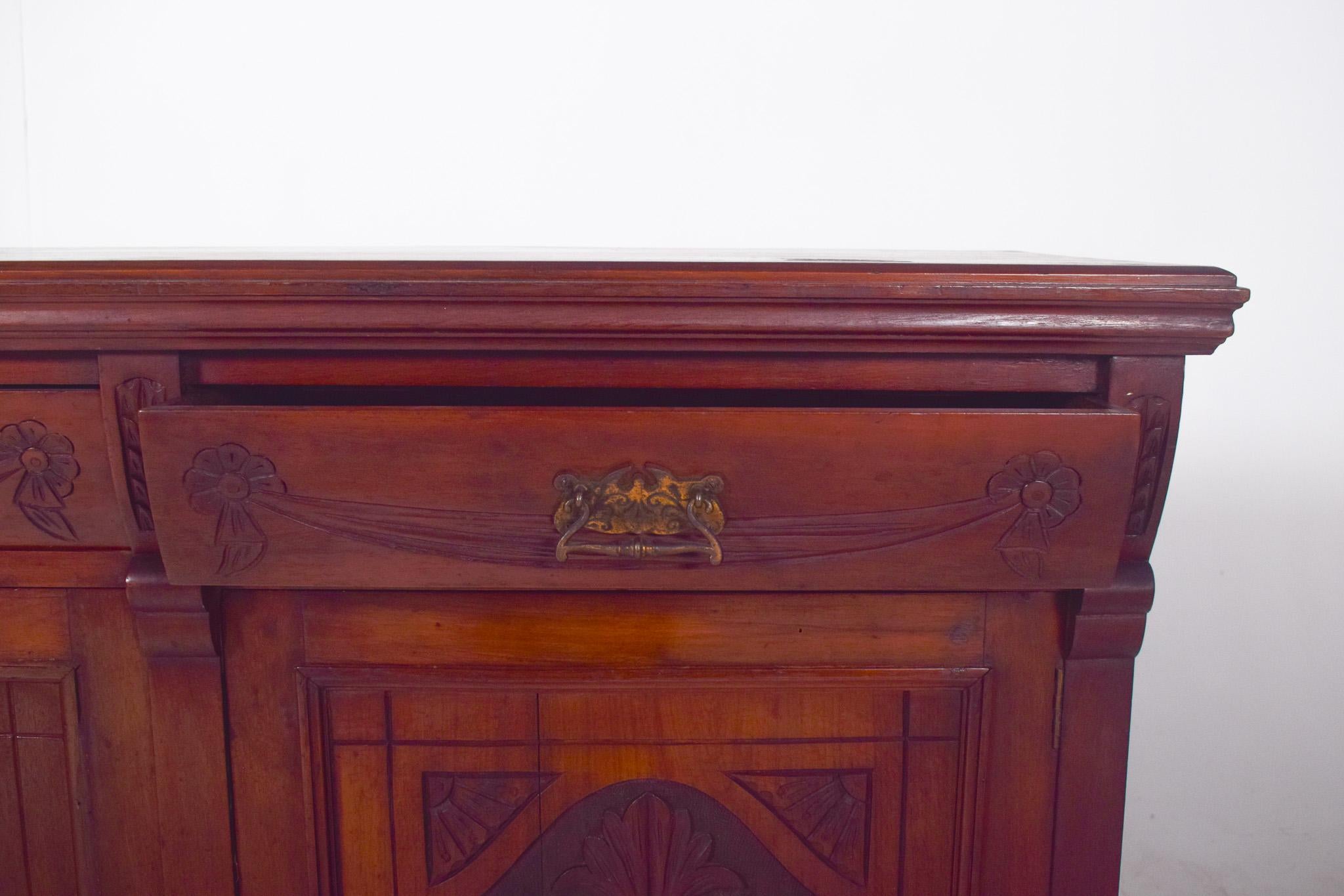 Antique European Sideboard In Dark Wood For Sale 1