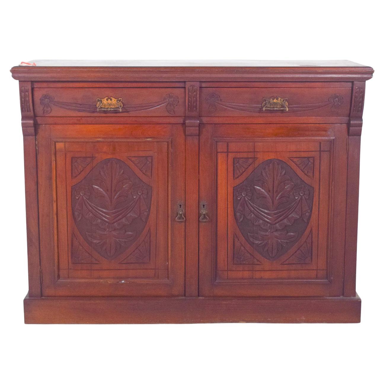 Antique European Sideboard In Dark Wood For Sale