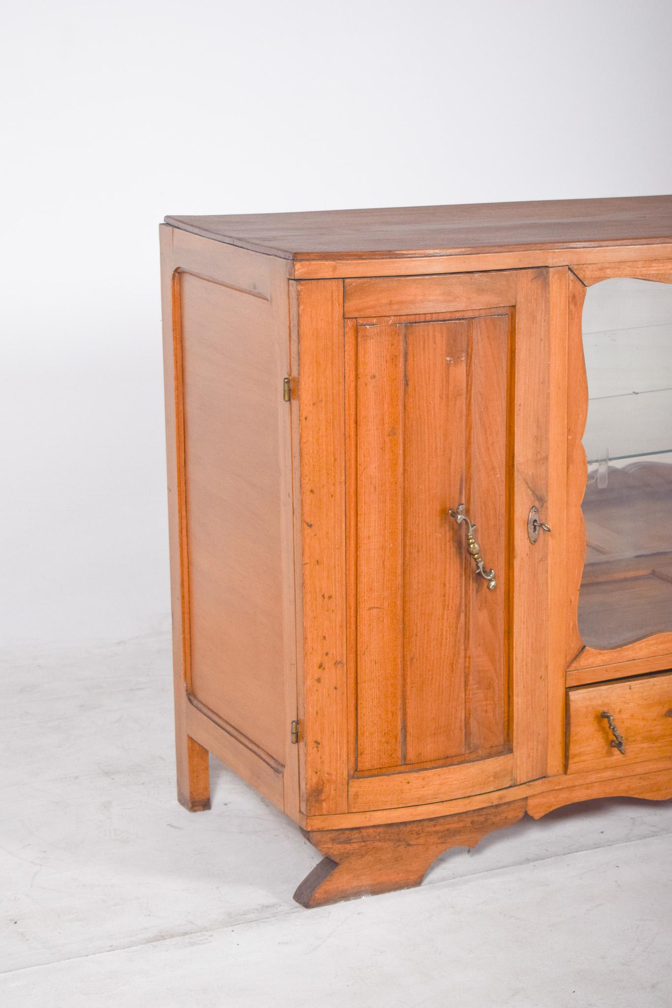 Art Deco Antique European Sideboard with Display Case For Sale