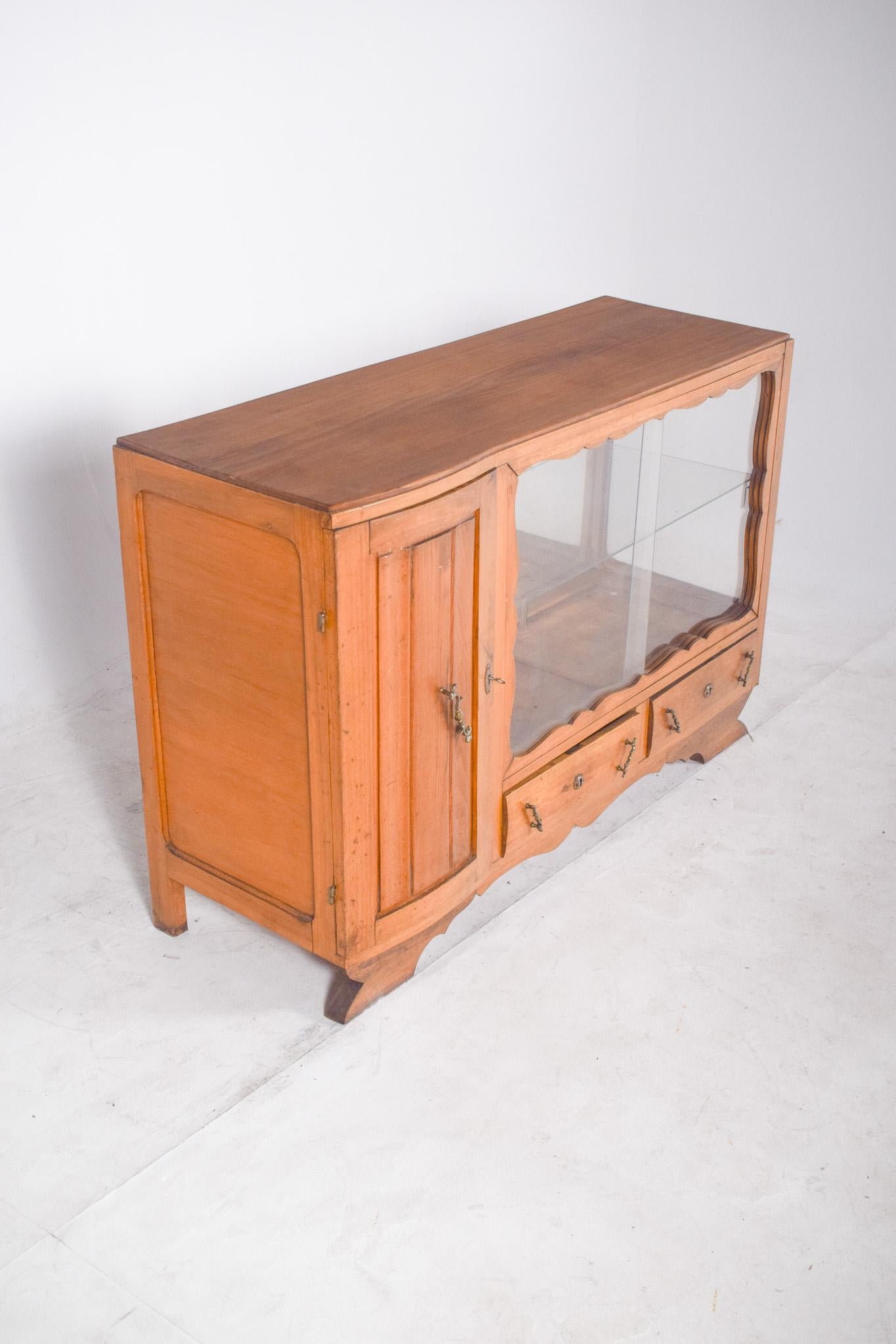 20th Century Antique European Sideboard with Display Case For Sale