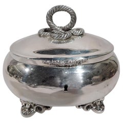 Antique European Silver Box with Rope Finial