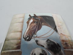 Antique European Silver & Enamel Horse Case with Borzoi Dogs
